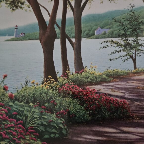 LAKESIDE VIEW PICTURE WOOD FRAMED  JUST BREATHTAKING SIGNED BY ARTIST - Picture 3 of 6
